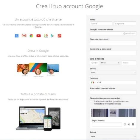 Come creare un account Google per Gmail GDrive e Google Suite e tutti i relativi servizi