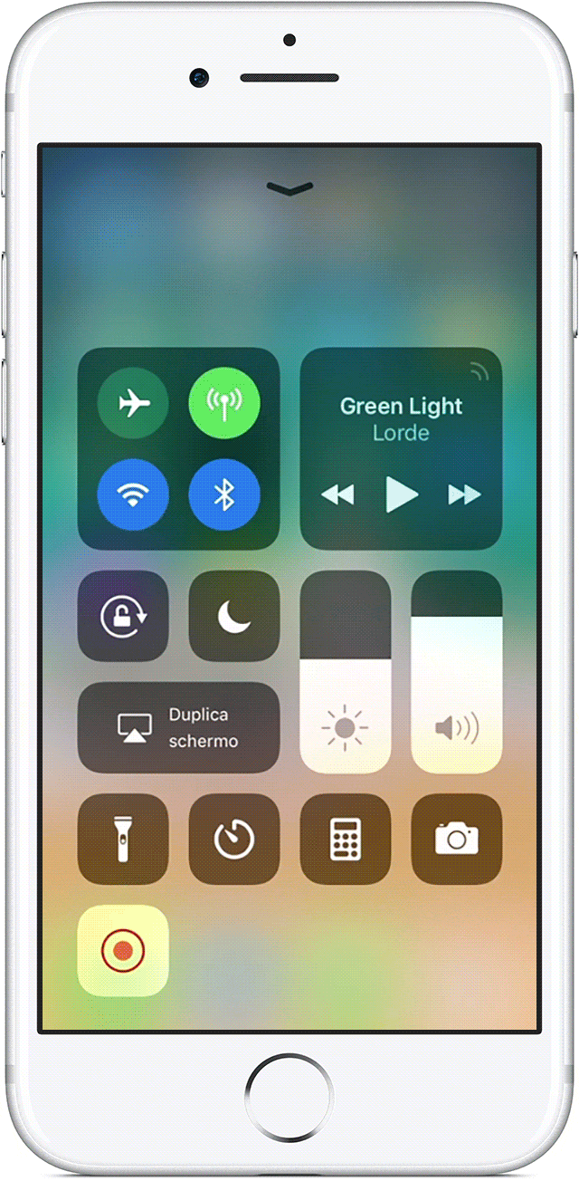 Cattura schermo iPad iPhone con iOS 11 centro di controllo