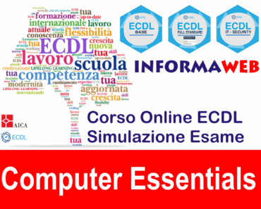 Simulazioni ECDL Modulo 1 Computer Essentials Simulatore Esami AICA Test Windows Corso Online Quiz Gratis