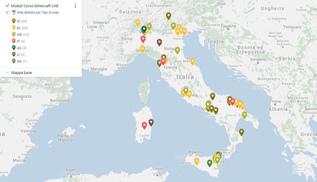 Corso Minecraft dove stiamo testando per tipo di scuola