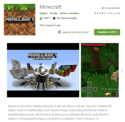 MSL1-0 Acquisto e installazione Minecraft su Play Store Google Android