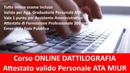 Corso Dattilografia Online Gratis. Corsi per aumentare punteggio ATA Assistente Amministrativo Attestato Riconosciuto MIUR pacchetti con ICDL/DigComp Certificazione Addestramento Professionale emesso da Ente Pubblico 1