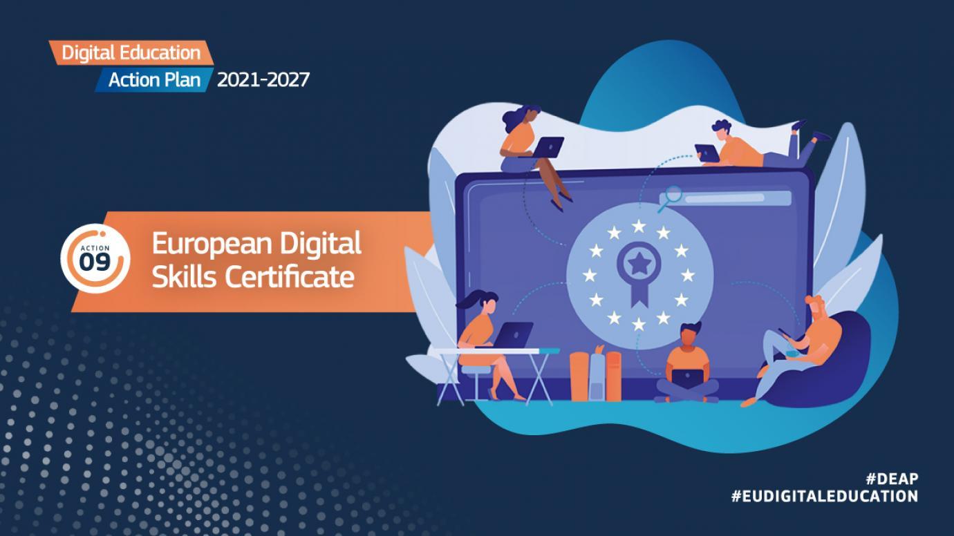 💻 Webinar DigComp 2.2, PNRR e attuazione Certificazione EDSC Certificato europeo delle competenze digitali EU Piano d’azione per l’istruzione digitale – azione 9